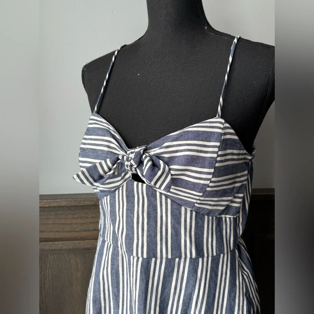 Speechless Navy and White Striped adjustable strap Dress XL - Picture 6 of 8
